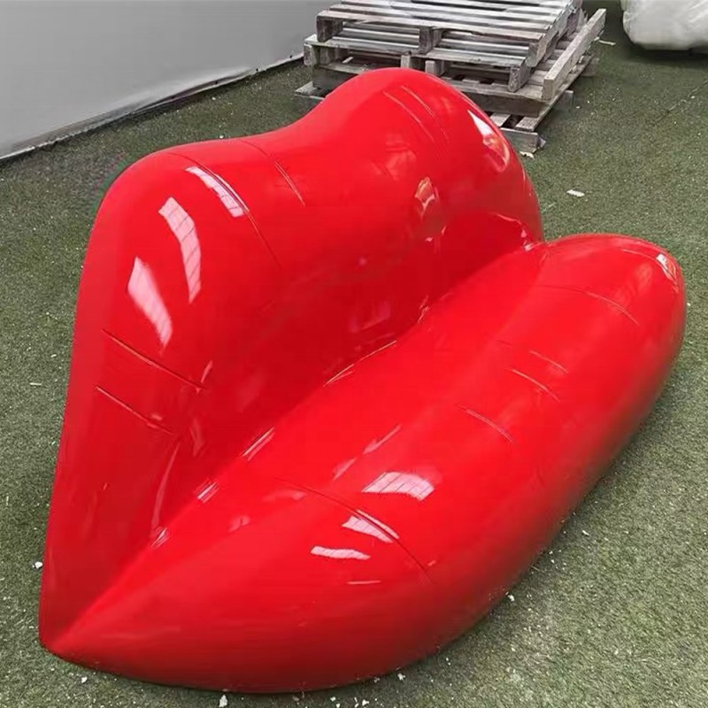 Viral Red Lip Sofa Sculpture - Bold FRP Art Furniture for Instagrammable Spaces & Luxury Interiors
