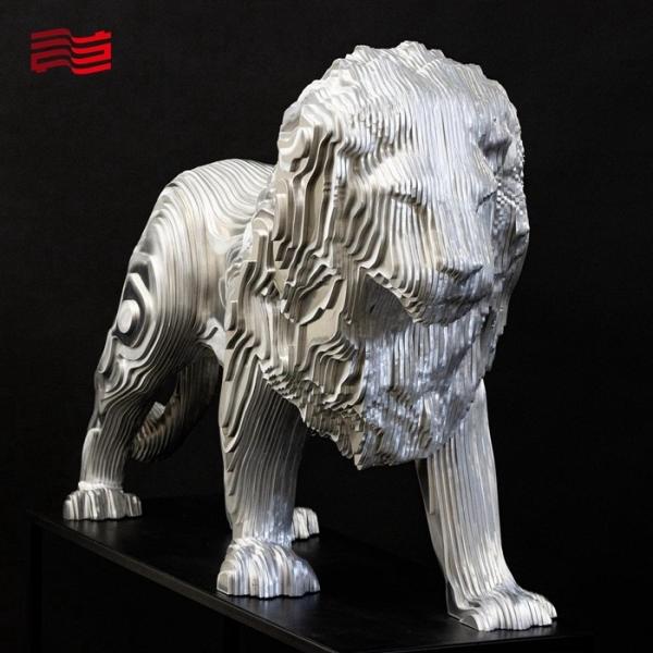 Custom Metal Animal Statues Art Decoration with Large Stainless Steel Lion Sculptures