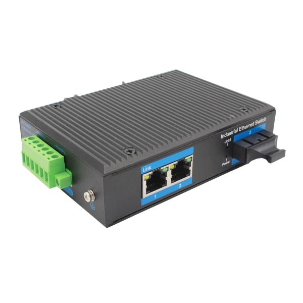 Fiber To 2 UTP Port Unmanaged Industrial Ethernet Switch