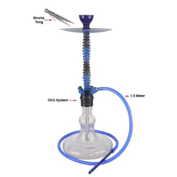 72cm High Transparent Aluminum Hookah With Ceramic Bowl