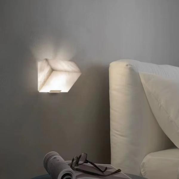 Alabaster LED Wall Lamp Postmodern Creative Home Decor Copper Marble Wall Light For Bedroom Bedside Living Room