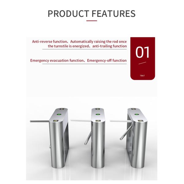 Waist High Tripod Turnstile Access Control System Semi Automatic 60kg Capacity