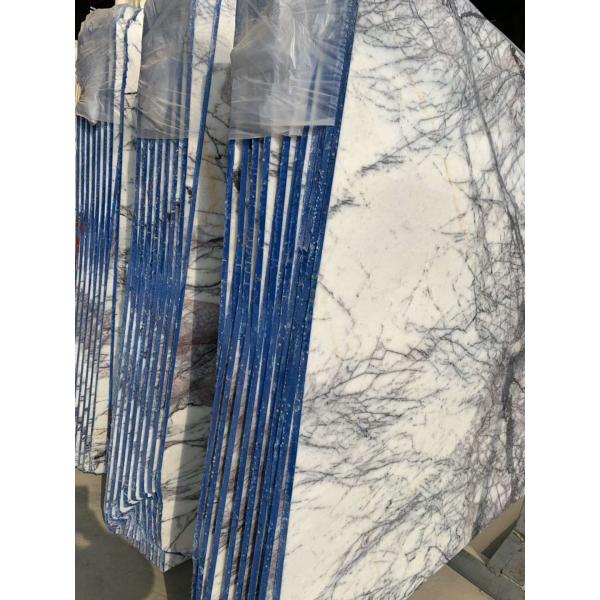 Interior Kitchen Marble Slab , White Marble Floor Tiles Incense Plum / Chanel Lilac Pattern