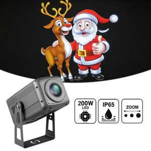 200W LED Zoom Gobo Projector Outdoor Christmas Light IP65 DMX Projection