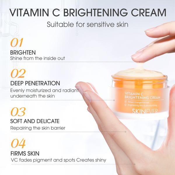 Crema facial de hierbas orgánicas Vitamina C Extracto de naranja dulce No pegajoso Hidratante Efectos aclaradores Tratamiento para el cuidado de la piel