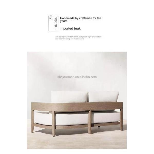 Simple Nordic Outdoor Teak Aluminum Furniture Garden Sofa Chairs Anti Corrosion Anti Cracking