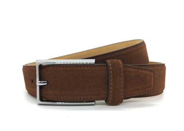 Thickness Suede Leather Belt For Men Casual Jeans 34mm Wide Single Prong Buckle