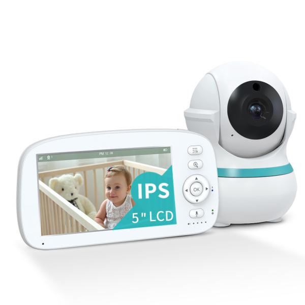 Moniteur pour bébé HD 720P de 5 pouces avec écran partagé et audio bidirectionnel