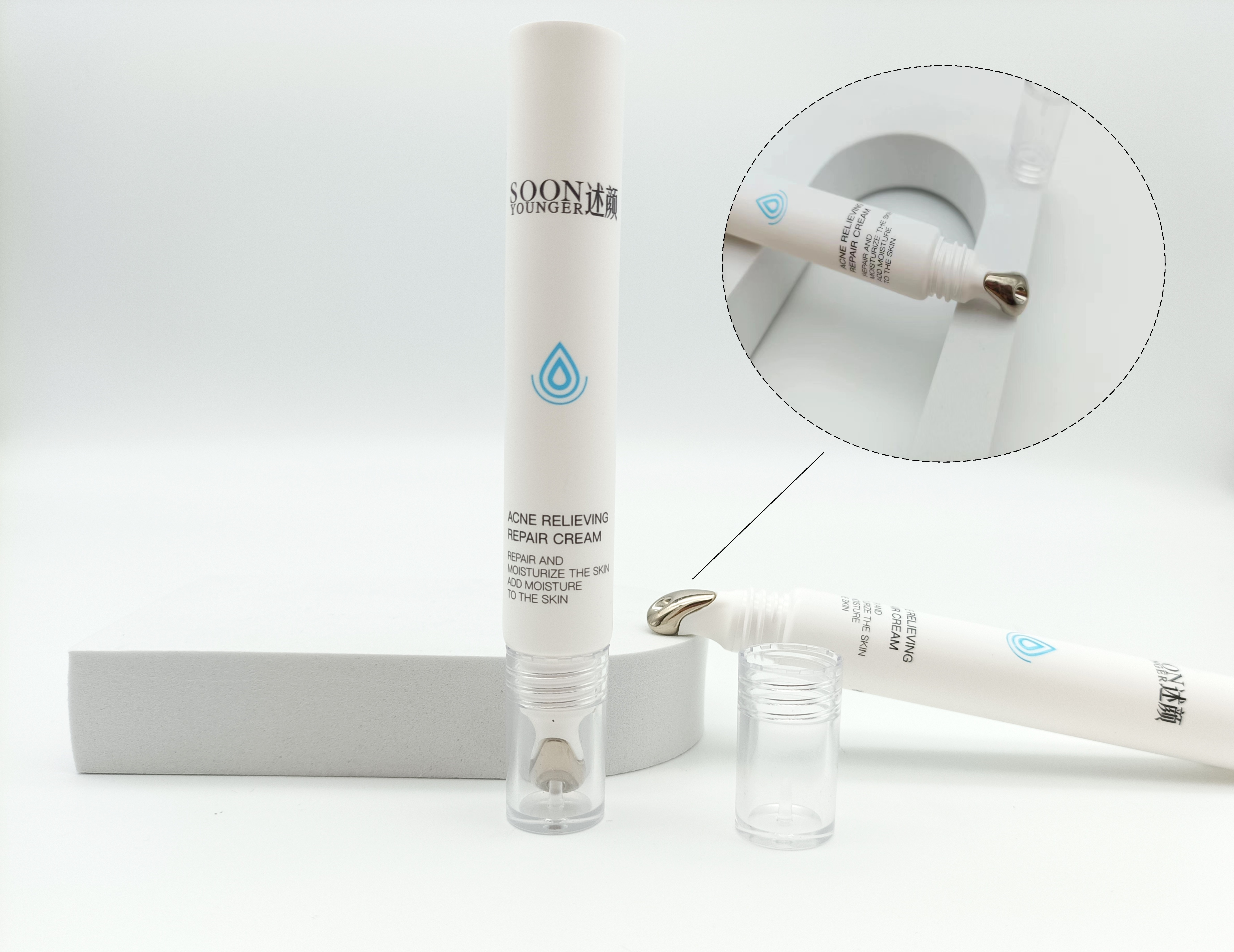 D19mm Empty Cosmetic Serum Squeeze Soft Tube with Metal Applicator 15g PE Eye Cream Tube