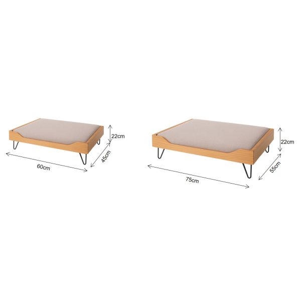 Lit pour animal de compagnie surélevé avec cadre en métal et coussin en lin lavable pour chien et chat