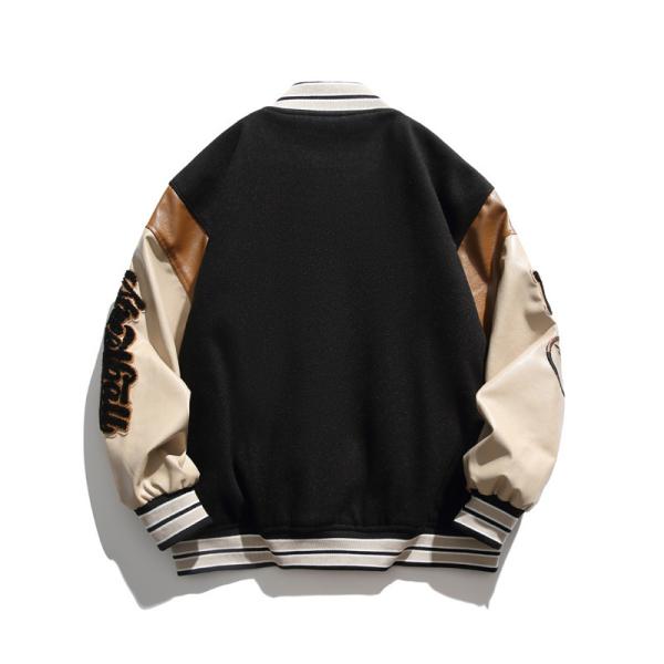 Vintage Spliced Creative Letter Embroidery Stand Collar Baseball Suit for Men's Jackets