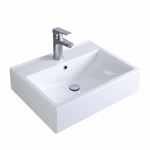 High Quality Rectangular White Bathroom Sink Countertop Ceramic Basin for Easy Cleaning for Hotel Washrooms