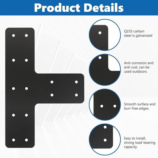 Durable Steel Material T Post Timber Bracket with Black Powder-Coated Finish for Versatile Connectivity