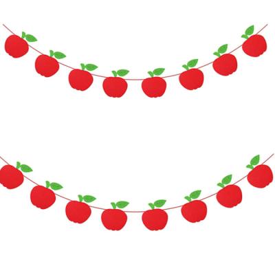 4.2*4.8 Inch Back To School 2mm Felt Apple Pattern Flags Classroom Decorations
