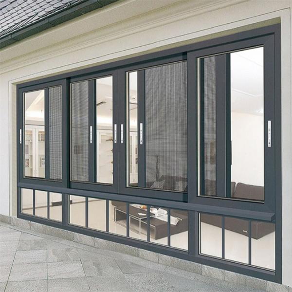 Janela de alumínio de quarto com vidro deslizante superior e rede de tela de aço inoxidável