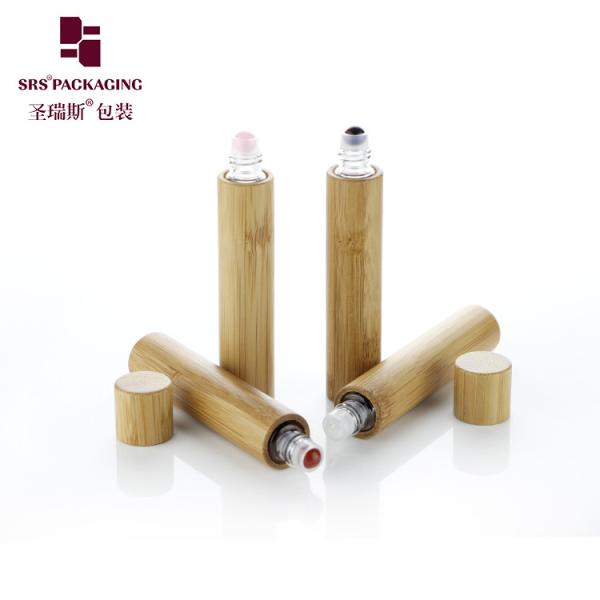 BG(GEM)-10ML Empty Oraganic Bamboo Container For Herbal Extracts With White PE Insert Housing With Jade Gemstone Ball