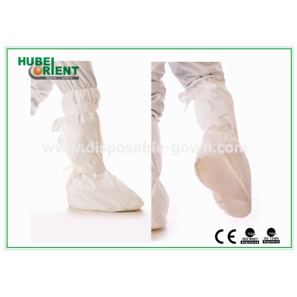 Nonskid Microporous Disposable Shoe Covers Booties / White Disposable Foot Gloves