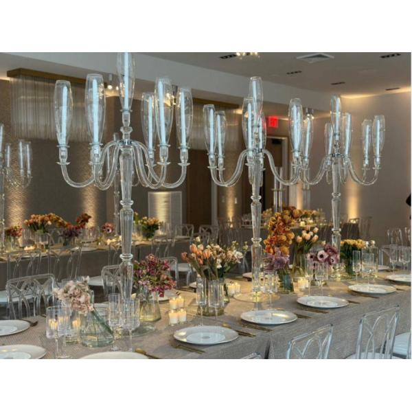 ZT-593B Nuevo gran brillante de 7 brazos candelabro de cristal para la decoración de la mesa de bodas