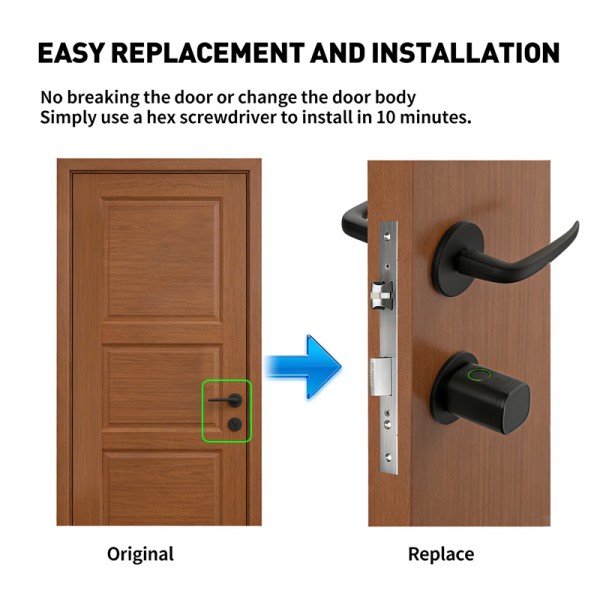 Ttlock Fingerprint Keypad Combination Cylinder Lock with Keys and Emergency Function for Aluminum Door Cloud Data Storage