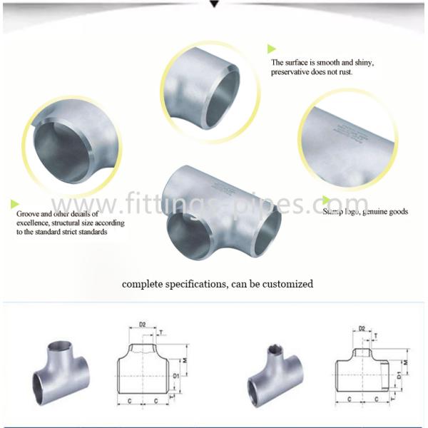304l 316l Stainless Steel Pipe Tee Butt Weld Sch10s Sch20s Sch30s
