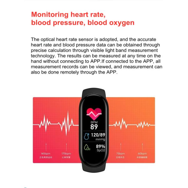 Unisex M9 Waterproof NFC Sport Bracelet Heart Rate Blood Pressure Oxygen Monitoring Fitness Smart Watch