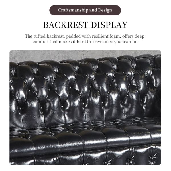 Nidea #863 Hot Sale American Industrial Style Art Hotel Cafe Genuine Leather Chesterfield Sofa Set 1 2 3 Seater Combination Living Room