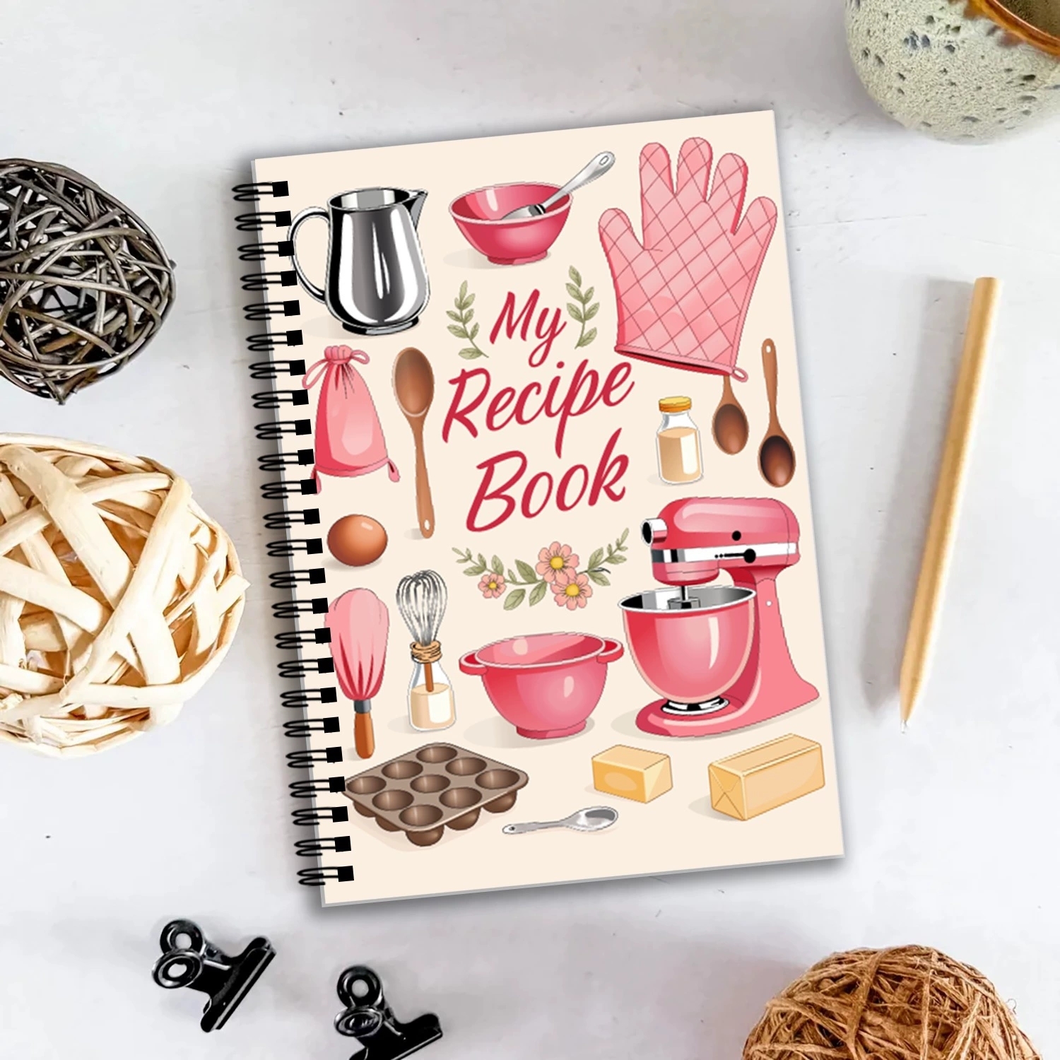 Recipe Book And Kitchen Journal With Wire-O Binding For Baking Lovers