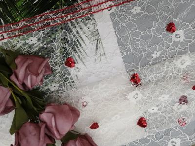 100 jardas de lantejoula vermelha do partido do coração bordaram a tela