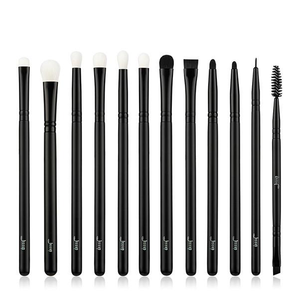 Mixed Hair Black 12pcs Jessup Makeup Brushes Set