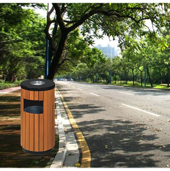 Stainless Wooden Outdoor Trash Can OEM ODM Wooden Trash Bin Outdoor