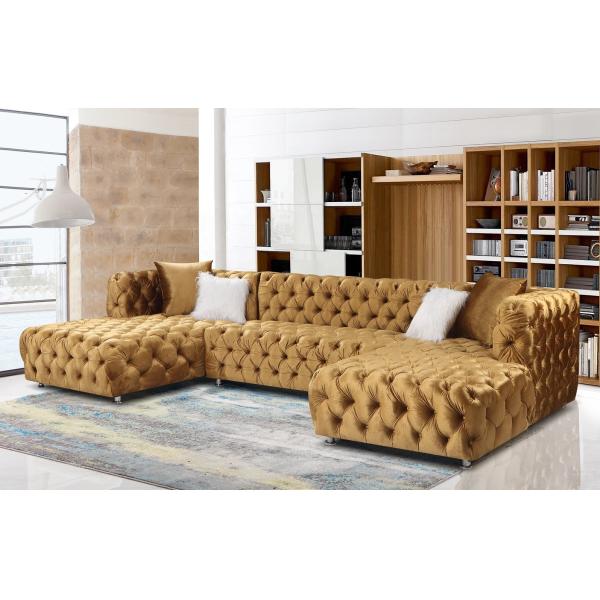 New Fashion Nordic Italian European Luxury Sofa Furniture Classic Black Shinny Velvet Tufted Sectional Sofa For Home