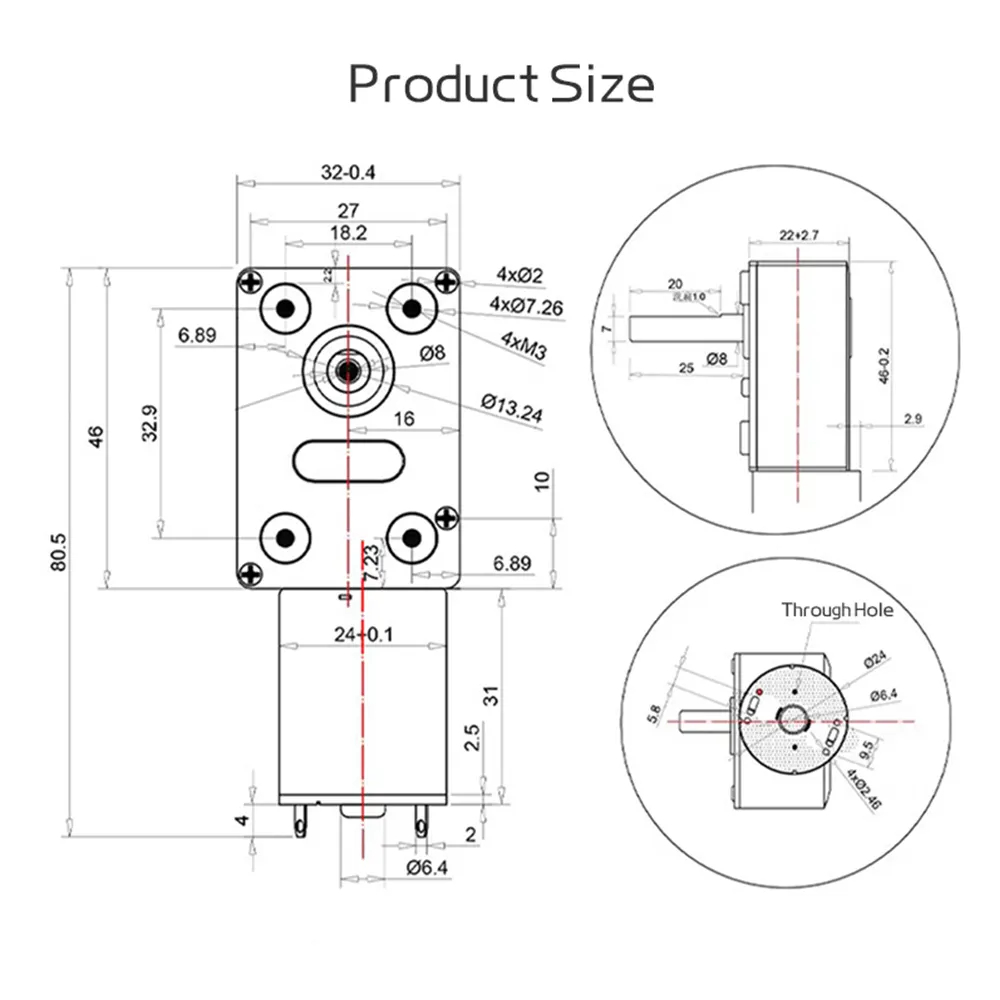 FT-46SGM370 High Torque Silent Operation Customizable Speed Worm Gear Motor for Smart Cat Litter Box