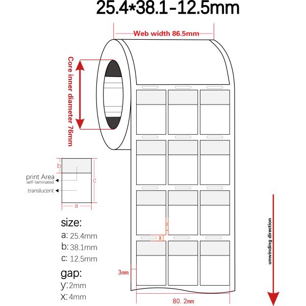 35x28-20-8mm,2mil White Matte Water Resistant Synthetic Paper Cable Label