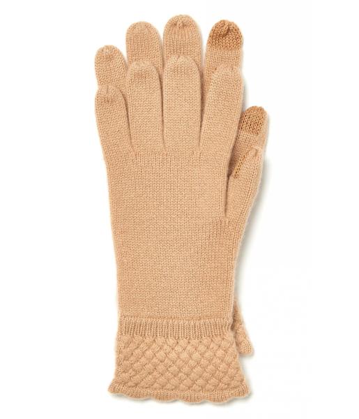 Jacquard Cuff Knitted Gloves With Fingers Pure Color Lattice Stitch Custom Design