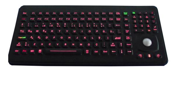 Teclado industrial da borracha de silicone do OEM IP65 com o Trackball ótico de 25mm para médico e o laboratório