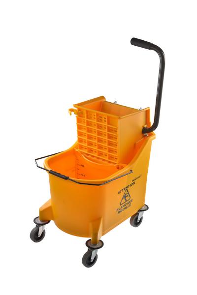 Mobile Heavy Duty Buckets And Pails Commercial Mop And Bucket Set 33 Litre Wringer Steel Handle