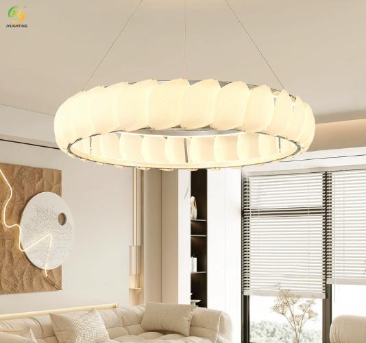 JYLIGHTING Lámpara colgante moderna minimalista de estilo crema para sala de estar, dormitorio, sencilla y moderna, para internet, cálida y romántica, con LED