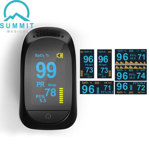 Full Black OLED FDA Medical Fingertip Pulse Oximeter For Wellness Use