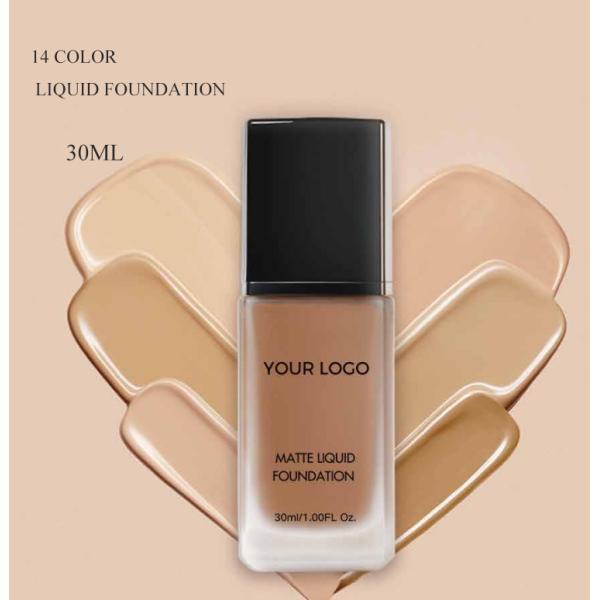 Mejor Popular 14 Colors Liquid Face Foundation Etiqueta privada acabado mate maquillaje natural a prueba de agua