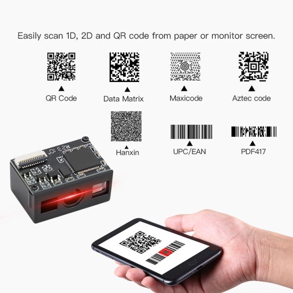 YJFIRST QR Code Reader White LED Barcode Scan Engine Mini Automatic Induction 1D 2D Barcode Scanner Module