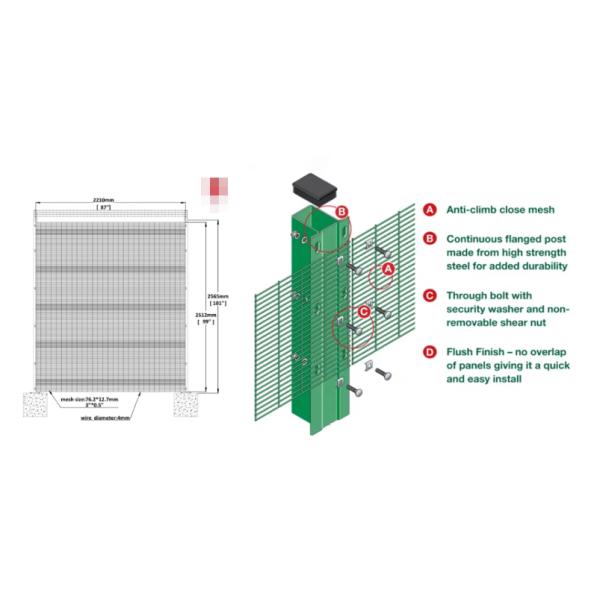Гальванизированный сварный порошок покрытый проволочной сеткой внешний ограждение охранный забор 358 Антискальпионный забор панель