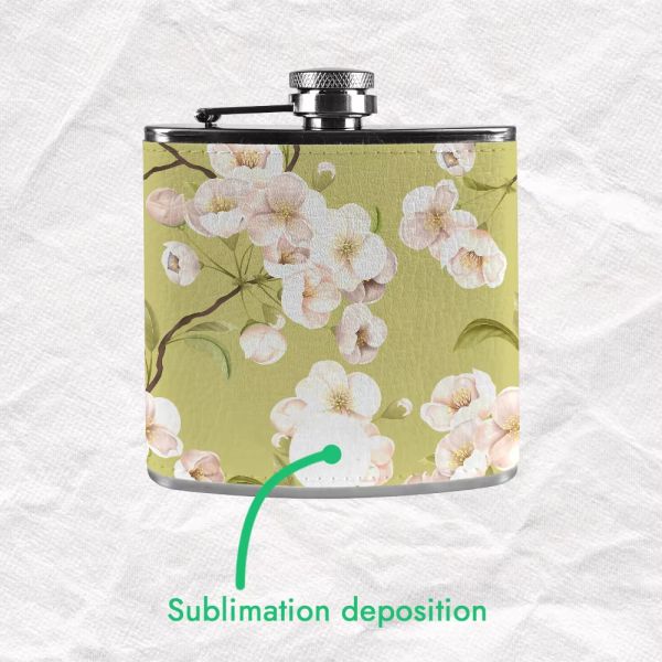 6oz 7oz 8oz Sublimation Hip Flask Custom Logo Men Liquor Hip Flasks PU Leather Stainless Steel Wine Pot Blanks