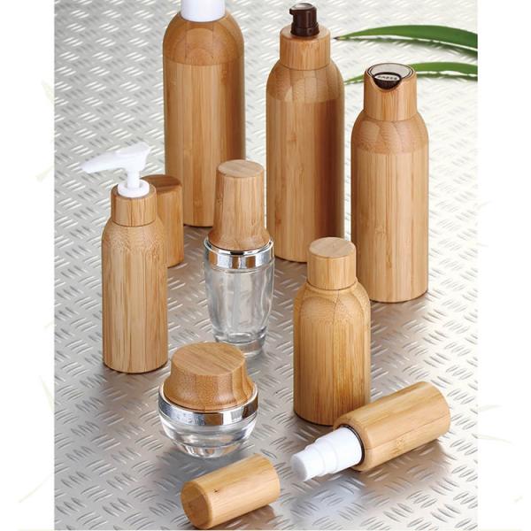 Wooden cream pump bottle 50g 100g bamboo cream jar,natural bamboo cosmetic packaging