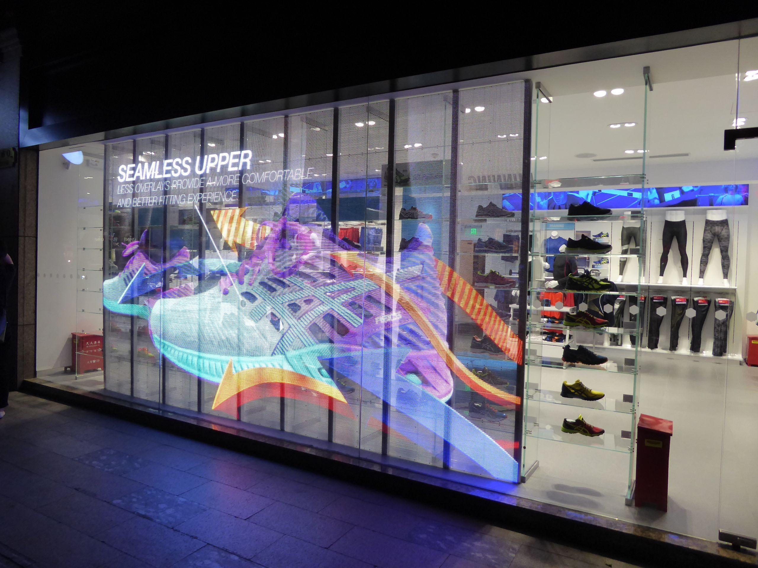P3.91 Led Window Display Screen AC85V Transparent LED Video Wall Screen RGB