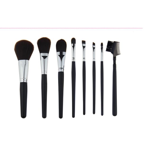 Wood Handle Travel Size Makeup Brushes In Pink Waterproof Bag