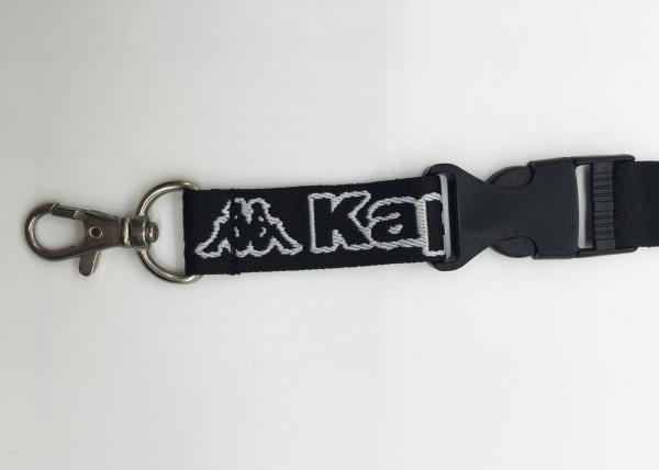 Kappa Black White Color Custom Woven Lanyards For Any Company Logo