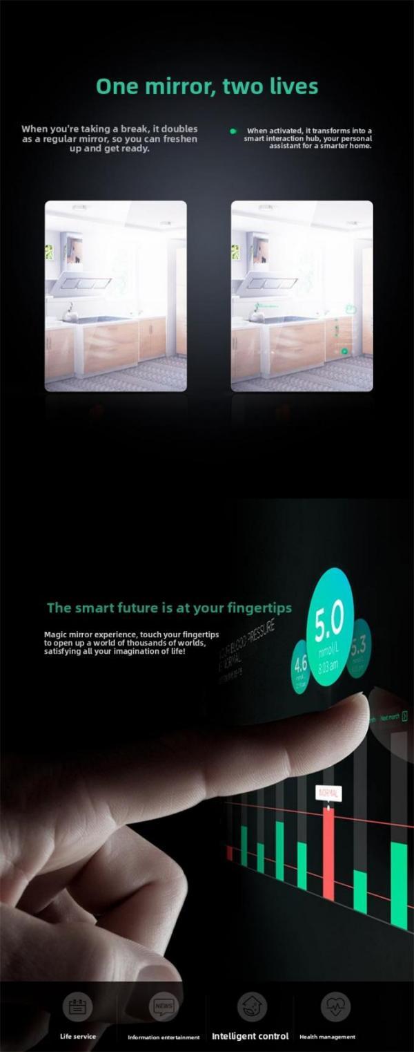 Modern Rectangle Smart TV Mirror Android Touch Screen Illuminated Living Room Bedroom Home Hotel Villa IP44 Bathroom Mirror