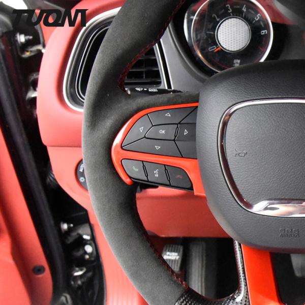 380mm Red Black Dodge Ram Leather Steering Wheel Carbon Fiber OEM