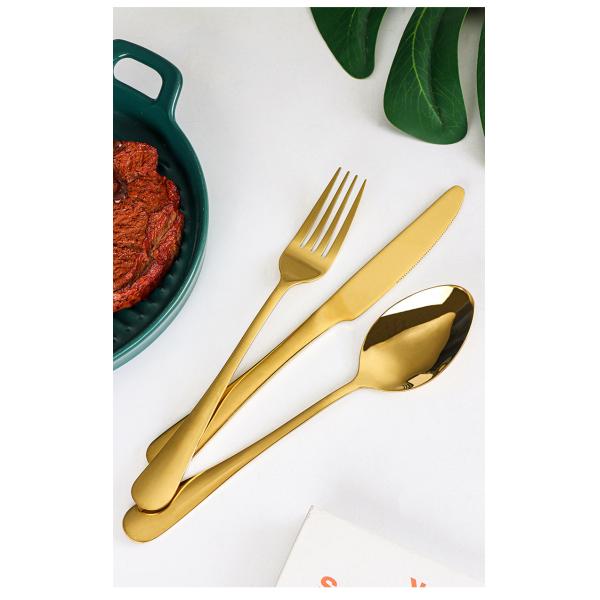 24 PCS Gold Flatware Set for Party Customized Stainless Steel Cutlery Knife Spoon Fork