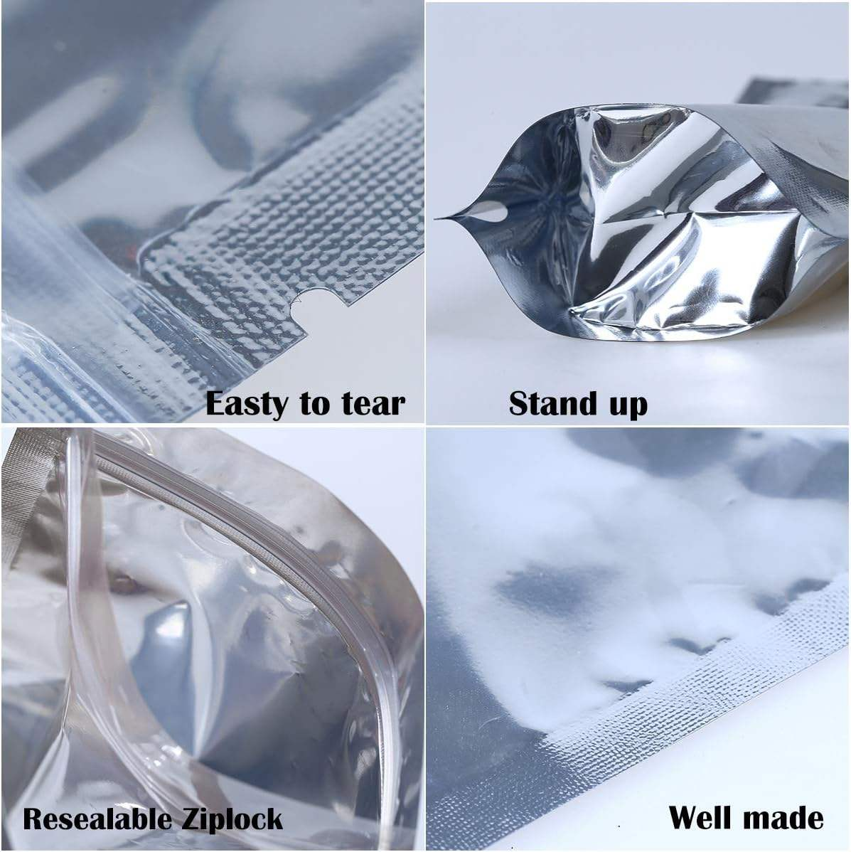 Resealable Zipper Bag Aluminum Foil Food Packaging Ziplock Pouch Front Transparent Clear Yin-Yang Standup Bag Plastic Custom Bag